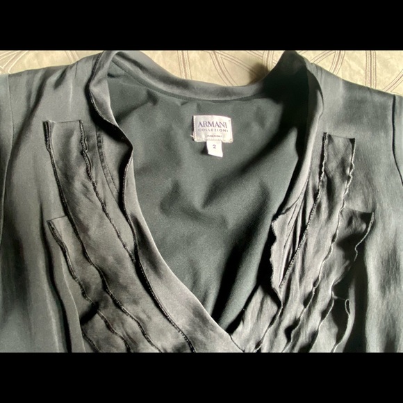 Armani Collezioni Silk Black Blouse, Black, Size 2 - Picture 3 of 5